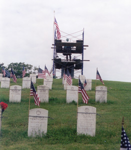 Staging around the Word War I Monument while it was being restored